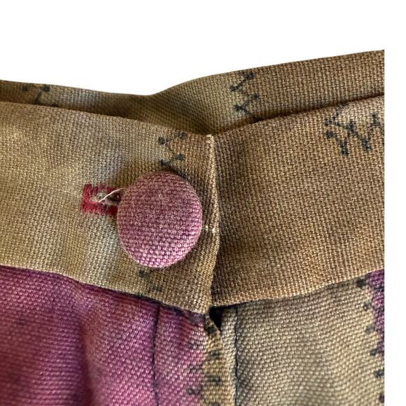 Vintage 70s Patchwork High Waist Shorts Size 11 Boho Festival Style - Picture 3 of 5